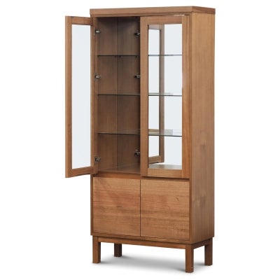 Sorevia Tasmanian Oak Timber 4 Door Display Cabinet