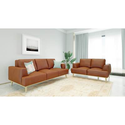 Rocella Italian Leather Sofa, 2 Seater, Tan