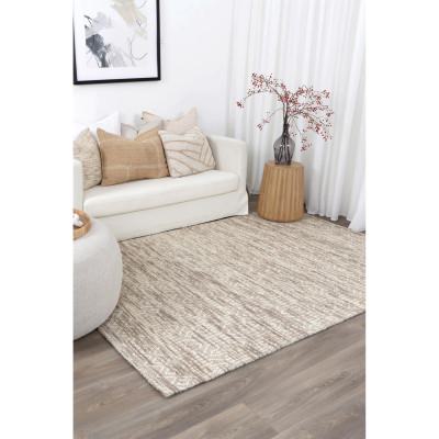 Copacabana Geometric Hand Loomed Wool Rug, 230x160cm, Beige