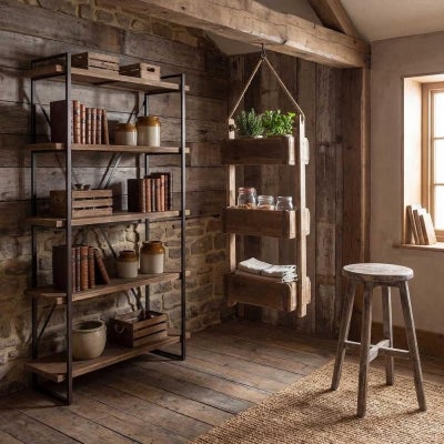 Colmar Reclaimed Fir Timber Hanging Basket Shelf