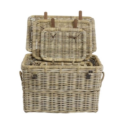 Luna Rattan Storage Trunks, Set of 3, Bleached Natural