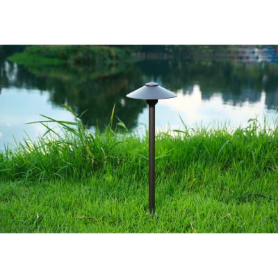 Boyle IP65 Brass LED Garden Spike Light, 12V, 3.5W, 2700K, Large Shade / Extra Long Post, Weathered Bronze
