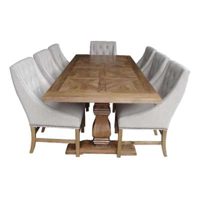 Fauchey Elm Timber Pedestal Dining Table, 200cm, Natural