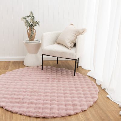 Purity Machine Washable Shag Round Rug, 150cm, Rose Pink