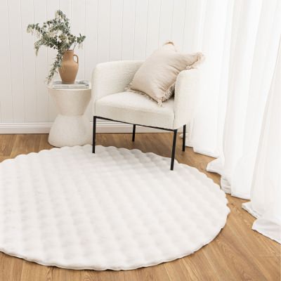 Purity Machine Washable Shag Round Rug, 150cm, White