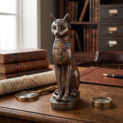 Veronese Cold Cast Bronze Coated Egyptian Mythology Figurine, Bastet, Small