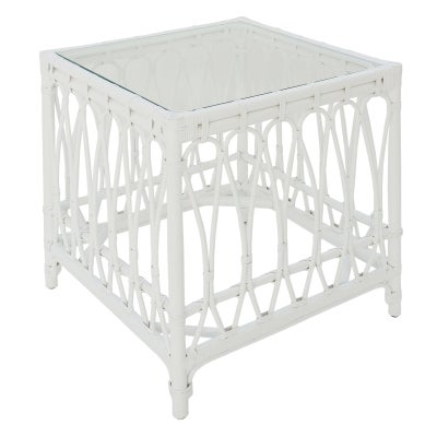 Albion Rattan Side Table, White