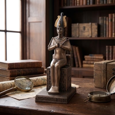 Veronese Cold Cast Bronze Coated Egyptian Mythology Figurine, Sitting Osiris