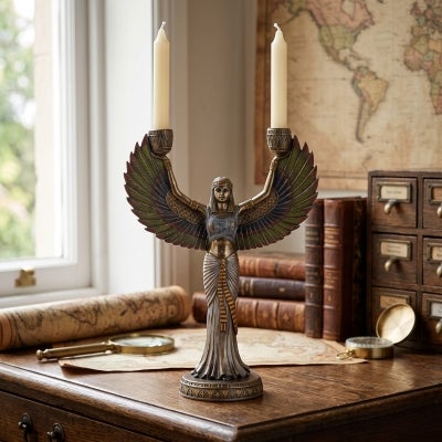 Veronese Cold Cast Bronze Coated Isis Candle Holder