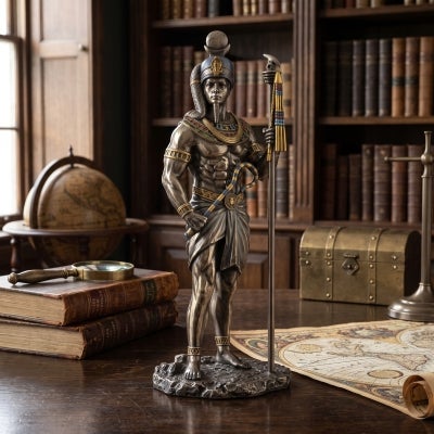Veronese Cold Cast Bronze Coated Egyptian Mythology Figurine, Khons