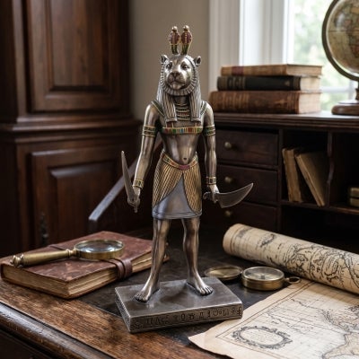 Veronese Cold Cast Bronze Coated Egyptian Mythology Figurine, Standing Sekhmet