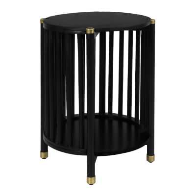 Brego Mango Wood Round Side Table, Black