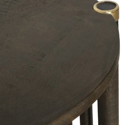 Brego Mango Wood Round Side Table, Walnut