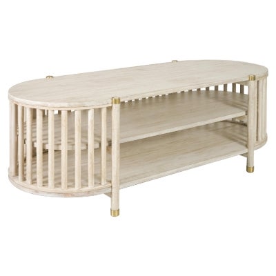 Brego Mango Wood Oval TV Unit, 126cm, Driftwood