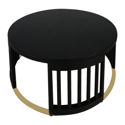 Brego Mango Wood  Round Coffee Table, 80cm, Black