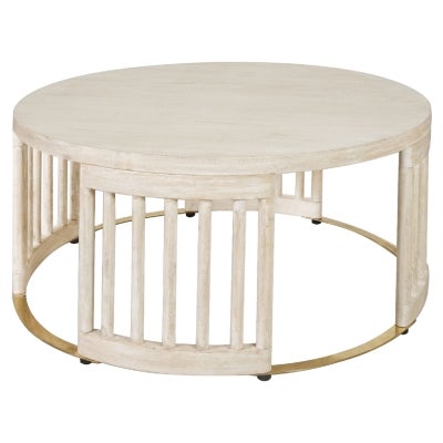 Brego Mango Wood  Round Coffee Table, 80cm, Driftwood