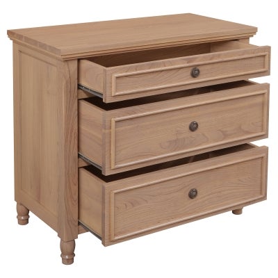 Beau Mindi Wood 3 Drawer Dresser, Natural