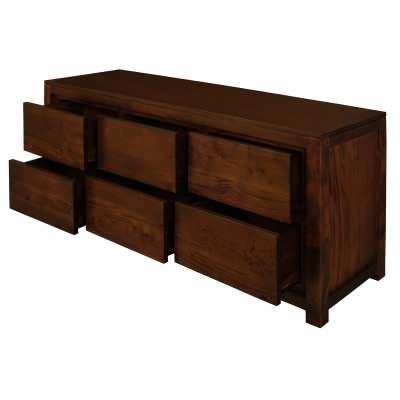 Amsterdam Mahogany Timber 6 Drawer Dresser, Mahogany