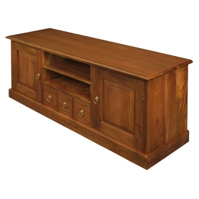 Tasmania Mahogany Timber 2 Door 3 Drawer TV Unit, 160cm, Light Pecan