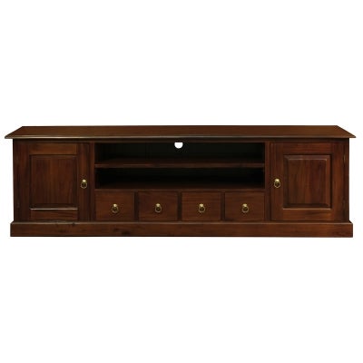 Tasmania Mahogany Timber 2 Door 4 Drawer TV Unit, 200cm, Mahogany