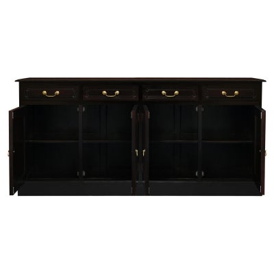 Tasmania Mahogany Timber 4 Door 4 Drawer Buffet Table, 190cm, Chocolate