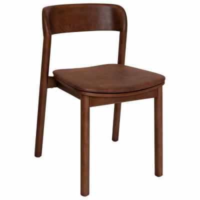 Matilda Commercial Grade Stackable Ashwood Dining Chair, Eastwood Fabric Seat, Walnut / Bison