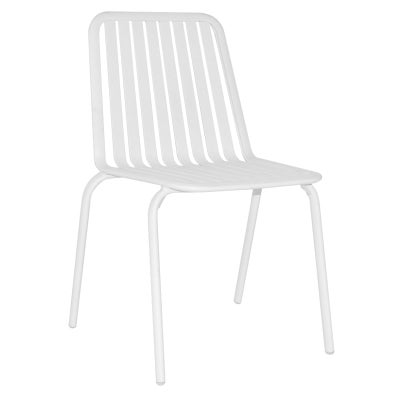 Primavera Commercial Grade Metal Stackable Indoor / Outdoor Dining Chair, White
