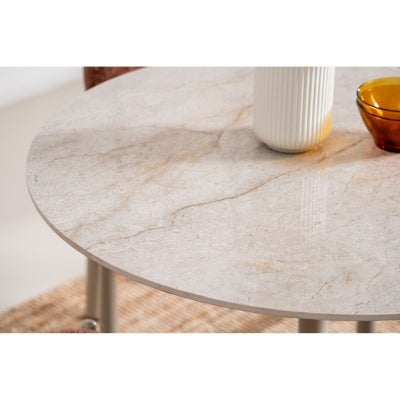Sovia Ceramic Top Round Dining Table, 120cm, Rocky