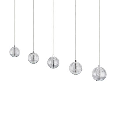 Segovia Glass & Metal LED Bar Pendant Light, 5 Light, Chrome