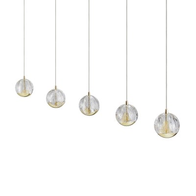 Segovia Glass & Metal LED Bar Pendant Light, 5 Light, Gold