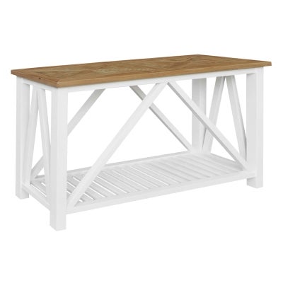 Avista Parquetry Top Recycled Timber Console Table, 140cm, Natural / White