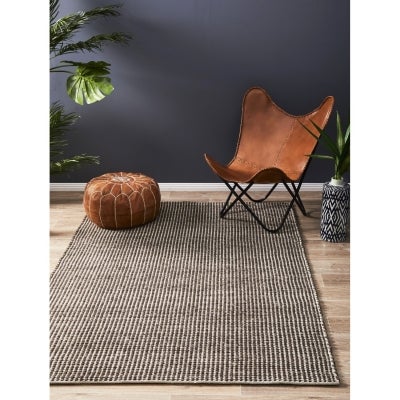 Skandi Carlos Flatwoven Felted Wool Rug, 300x400cm, Brown
