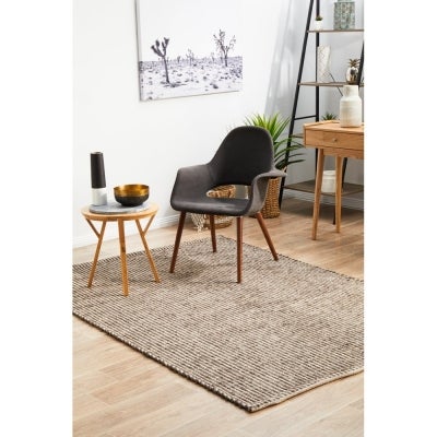 Skandi Carlos Flatwoven Felted Wool Rug, 280x190cm, Brown