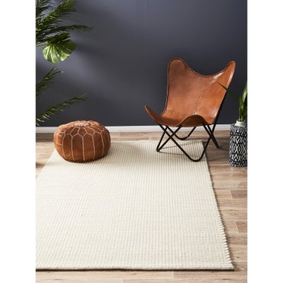 Skandi Carlos Flatwoven Felted Wool Rug, 300x400cm, White