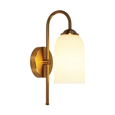 Arlington Metal & Glass Wall Light, Satin Brass
