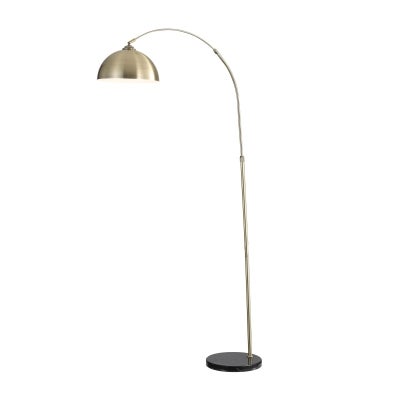Marmo Metal & Marble Arc Floor Lamp, Antique Brass