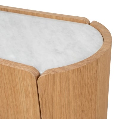 Elvor Wooden Bedside Table with Marble Top, Natural