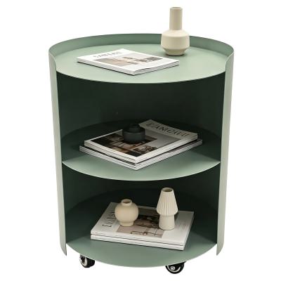 Meravine Iron Round Mobile Side Table, Sage
