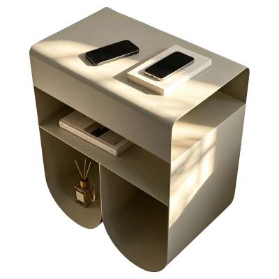 Orviano Iron Side Table, Almond Milk