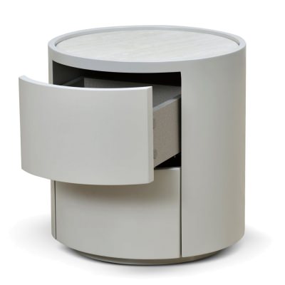Lossit Round Bedside Table, Light Grey