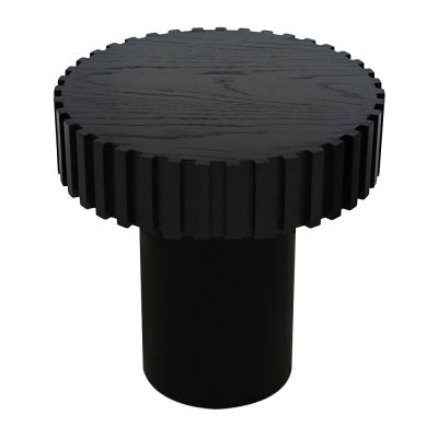 Villeda Wooden Round Side Table, Black