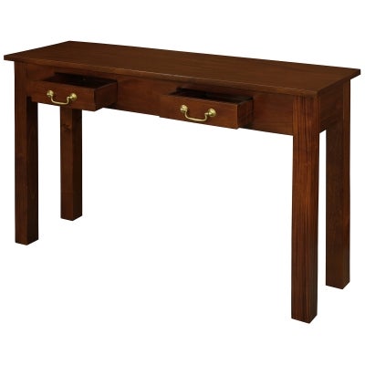 Malacca Mahogany Timber 2 Drawer Sofa Table, 120cm, Mahogany