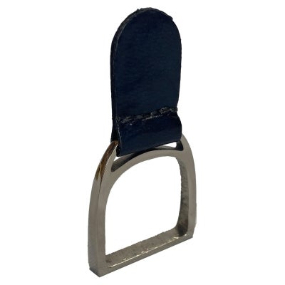 Lederon Leather & Brass Napkin Ring, Blue / Silver