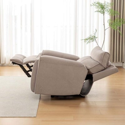 Myrith Velour Fabric Electric Recliner Armchair, Latte