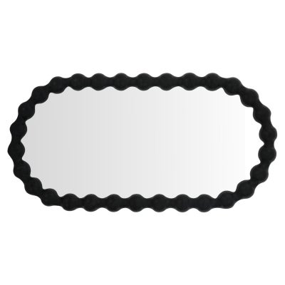 Ceron Mango Wood Frame Oval Wall Mirror, 120cm, Black