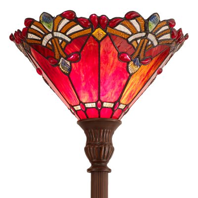 Kerensa Tiffany Style Stained Glass Uplighter Floor Lamp, Red