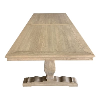 Salon Oak Timber Trestle Dining Table, 240cm, Weathered Oak