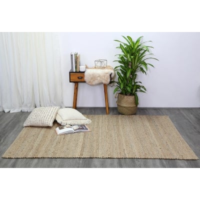 Taj Hand Knotted Jute Rug, 320x230cm, Black / Natural