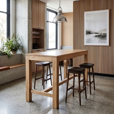 Chunk Commercial Grade Timber Bar Table, 180cm, Light Oak