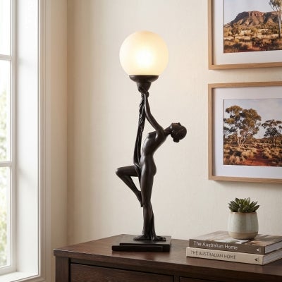 Agneta Lady Figurine Decor Lamp, Dark Bronze